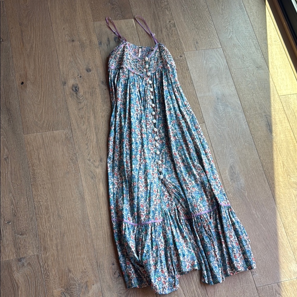 Free People Floral Maxi Dress with Spaghetti Straps